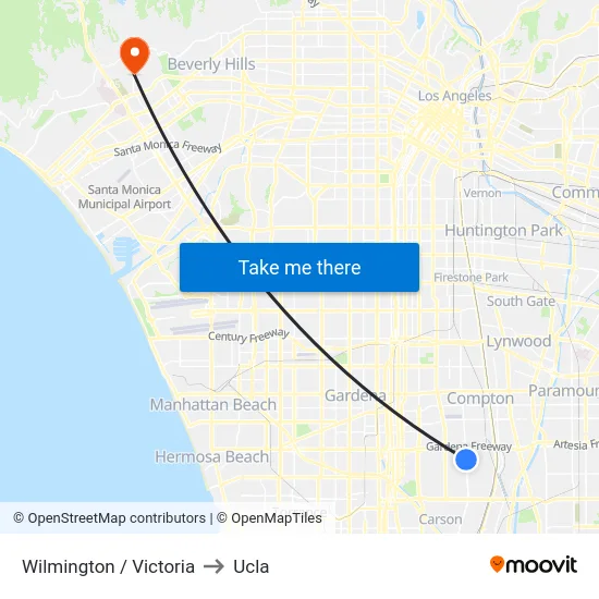Wilmington / Victoria to Ucla map