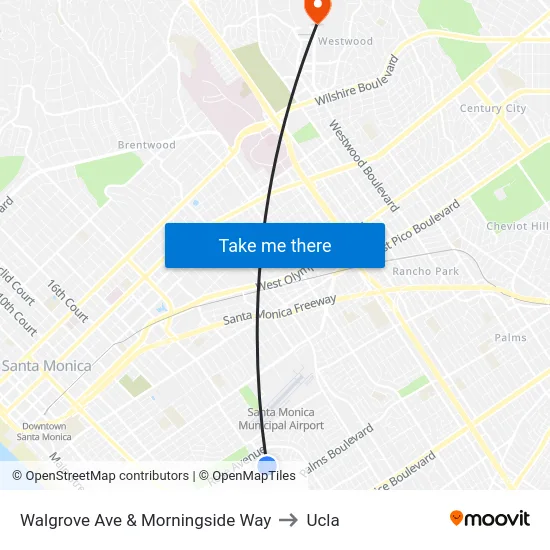 Walgrove Ave & Morningside Way to Ucla map