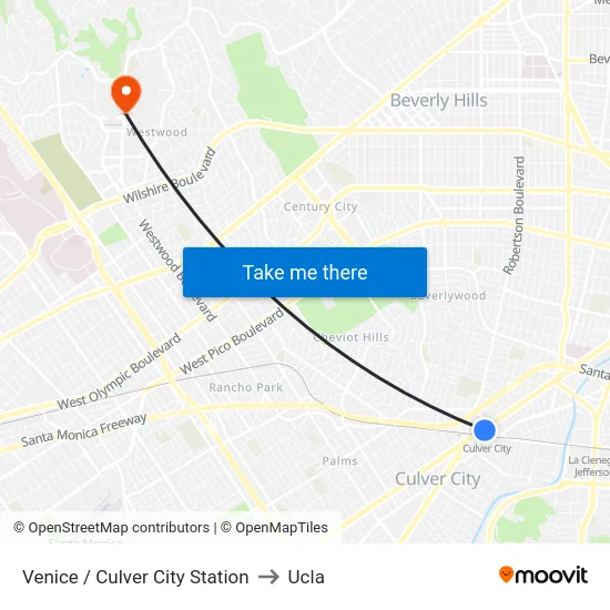 Venice / Culver City Station to Ucla map
