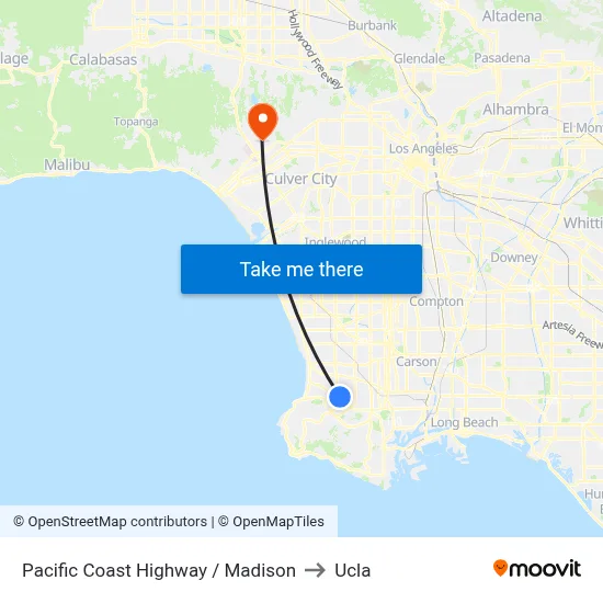 Pacific Coast Highway / Madison to Ucla map