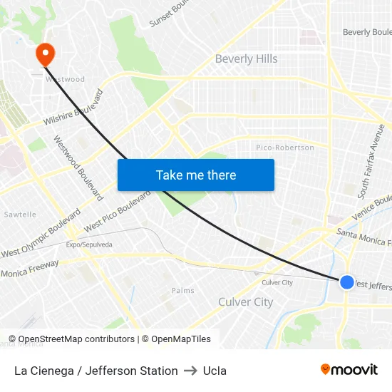 La Cienega / Jefferson Station to Ucla map