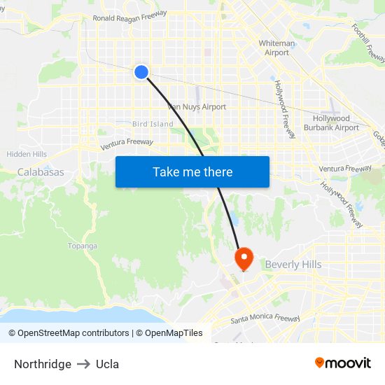Northridge to Ucla map