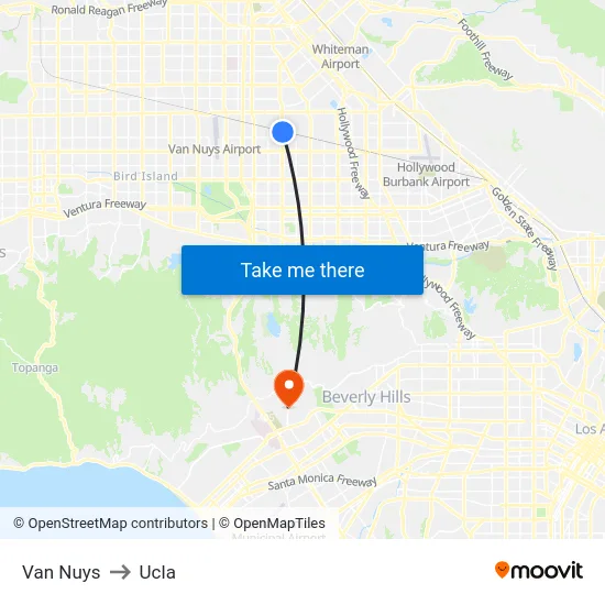 Van Nuys to Ucla map