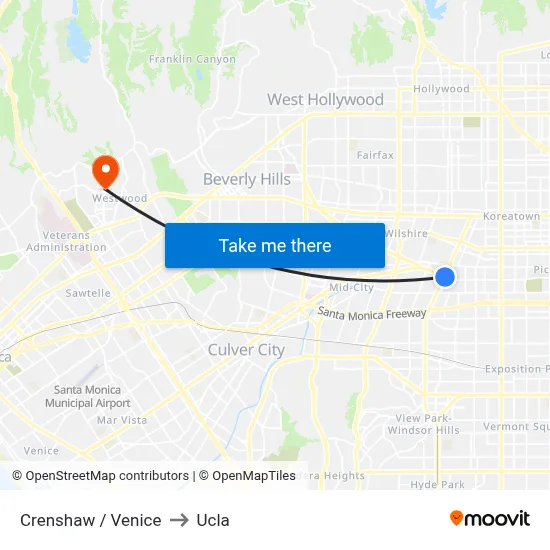 Crenshaw / Venice to Ucla map