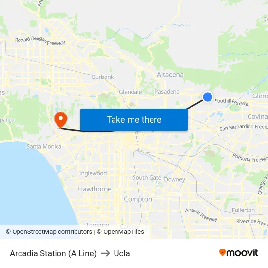 Arcadia Station (A Line) to Ucla map