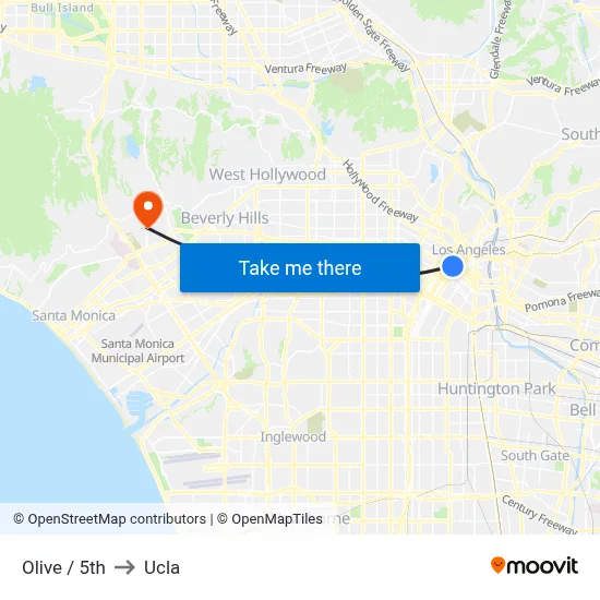 Olive / 5th to Ucla map