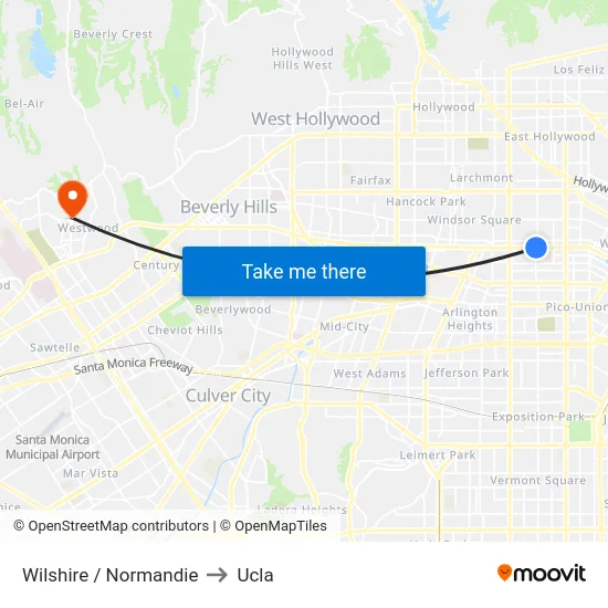 Wilshire / Normandie to Ucla map