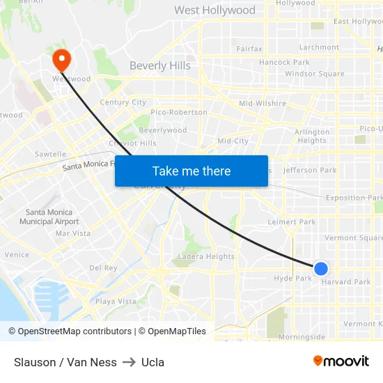Slauson / Van Ness to Ucla map