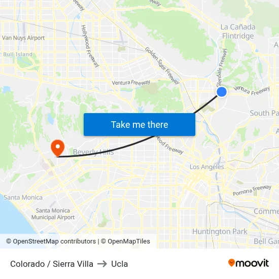Colorado / Sierra Villa to Ucla map