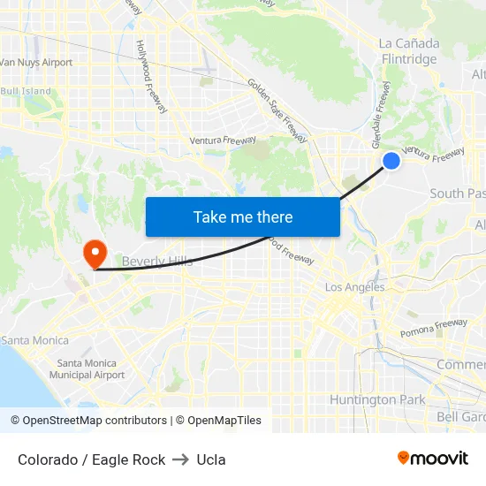 Colorado / Eagle Rock to Ucla map