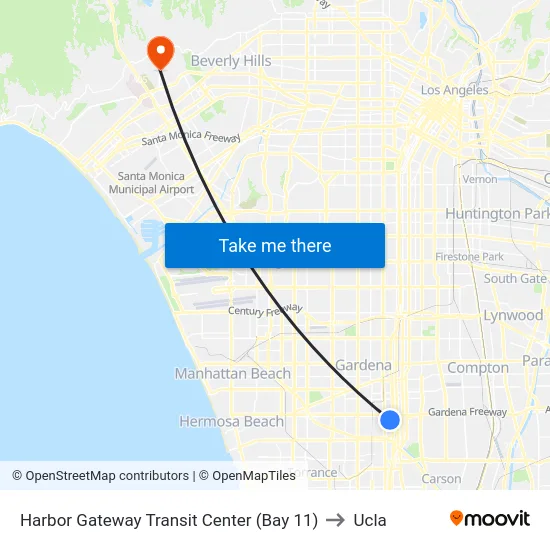Harbor Gateway Transit Center (Bay 11) to Ucla map