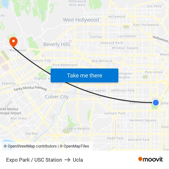 Expo Park / USC Station to Ucla map