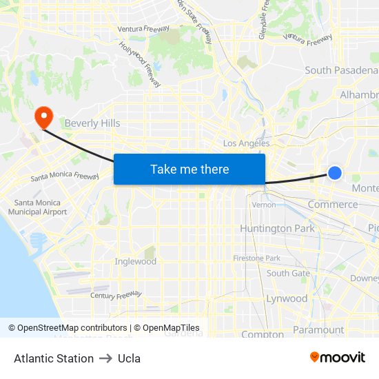 Atlantic Station to Ucla map