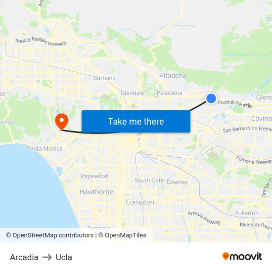 Arcadia to Ucla map