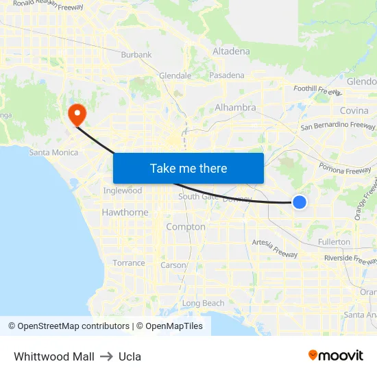 Whittwood Mall to Ucla map