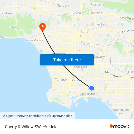 Cherry & Willow SW to Ucla map