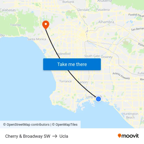 Cherry & Broadway SW to Ucla map