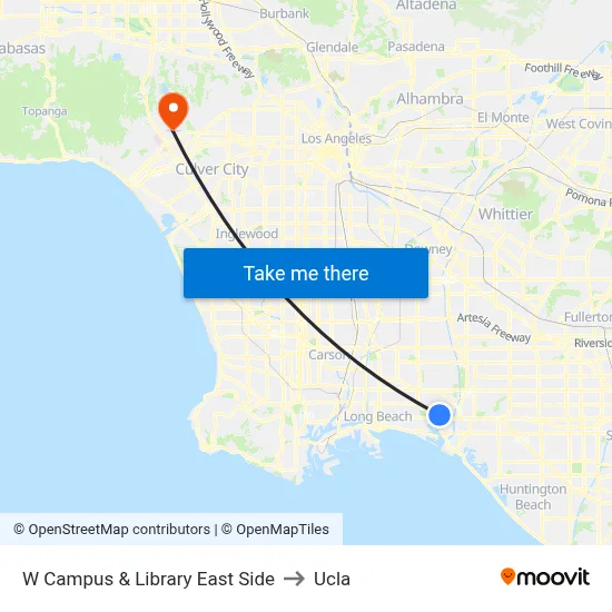 W Campus & Library East Side to Ucla map
