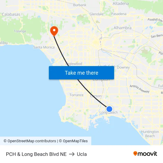 PCH & Long Beach Blvd NE to Ucla map