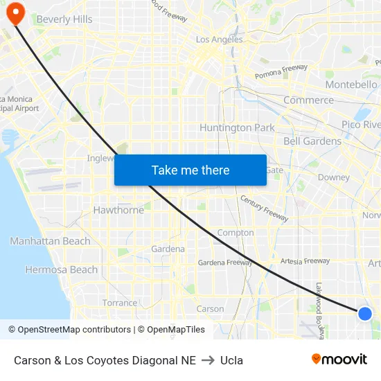 Carson & Los Coyotes Diagonal NE to Ucla map
