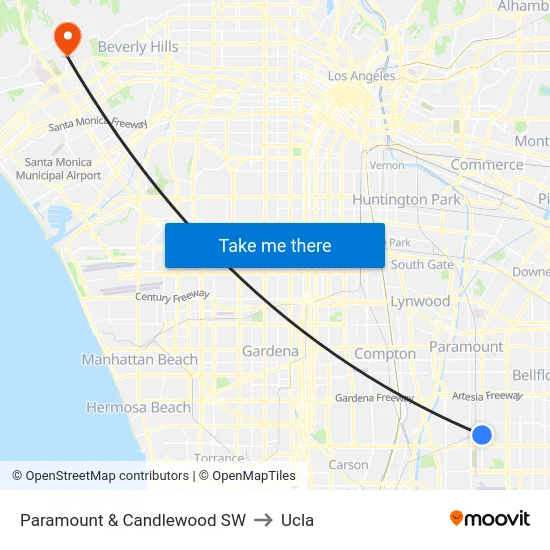 Paramount & Candlewood SW to Ucla map