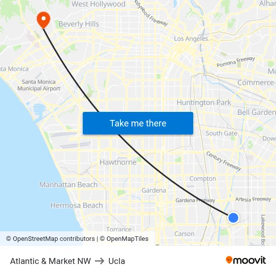 Atlantic & Market NW to Ucla map