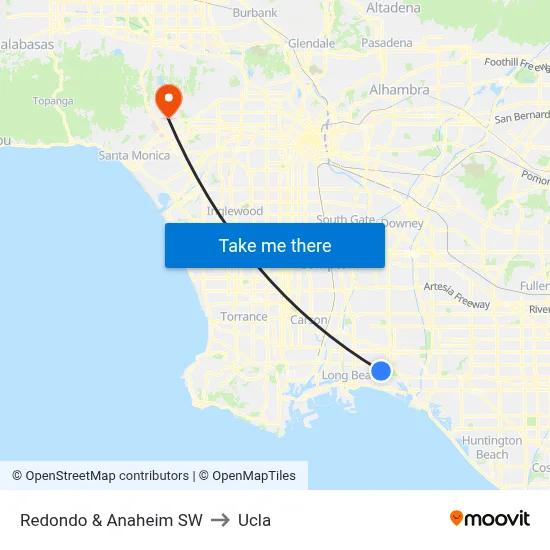 Redondo & Anaheim SW to Ucla map