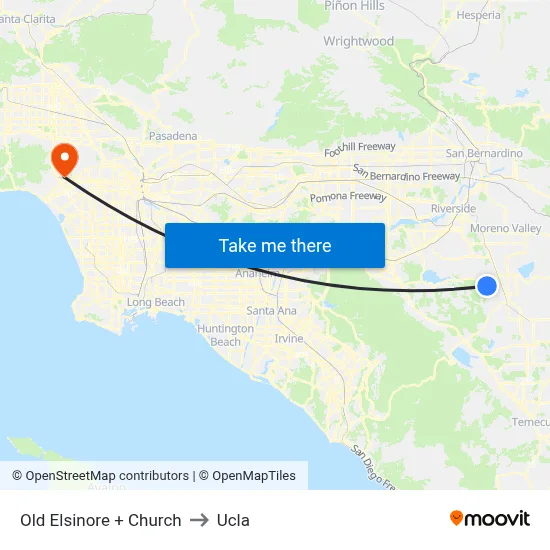 Old Elsinore + Church to Ucla map