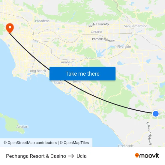 Pechanga Resort & Casino to Ucla map