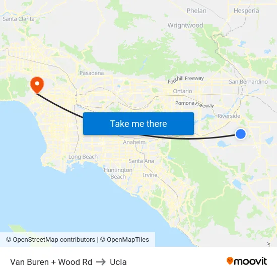 Van Buren + Wood Rd to Ucla map