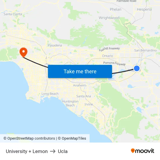 University + Lemon to Ucla map
