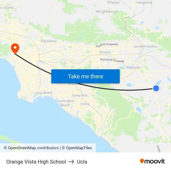 Orange Vista High School to Ucla map