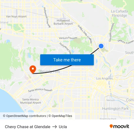 Chevy Chase at Glendale to Ucla map