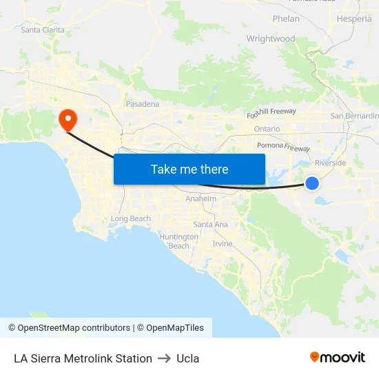 LA Sierra Metrolink Station to Ucla map