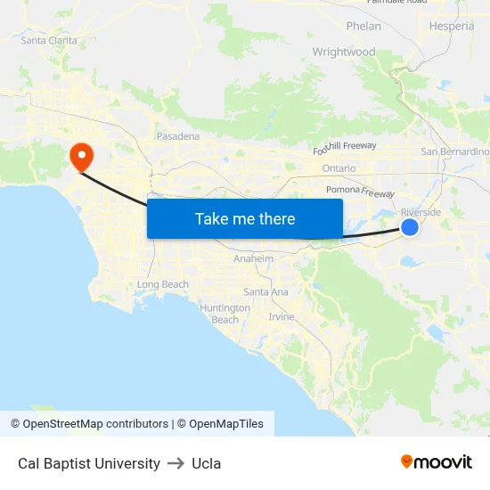 Cal Baptist University to Ucla map