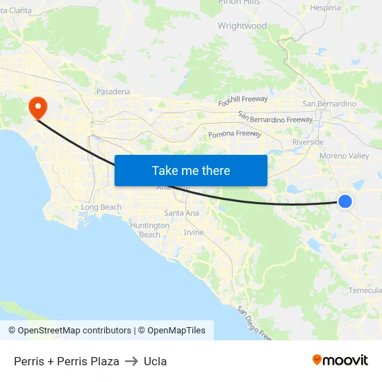 Perris + Perris Plaza to Ucla map
