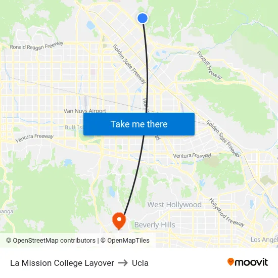 La Mission College Layover to Ucla map