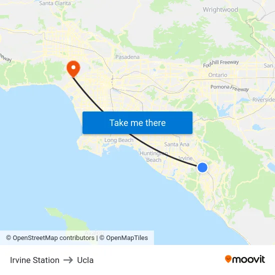 Irvine Station to Ucla map