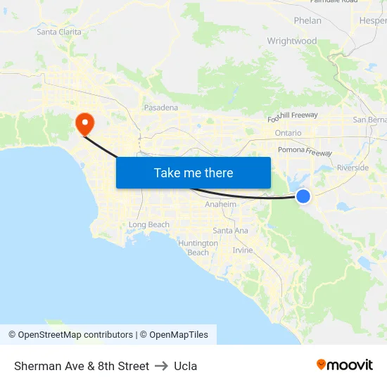 Sherman Ave & 8th Street to Ucla map