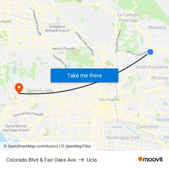Colorado Blvd & Fair Oaks Ave to Ucla map