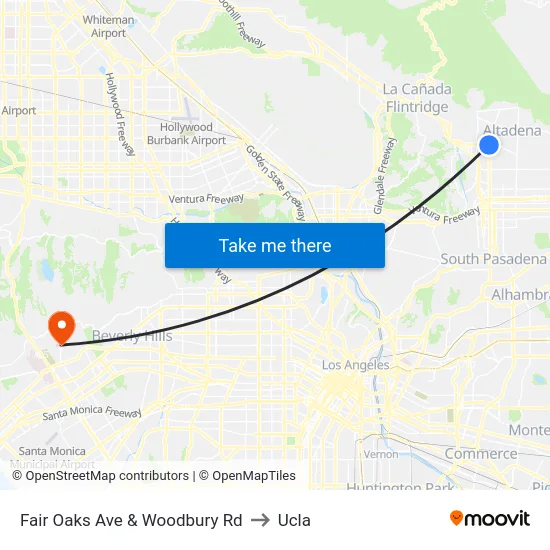 Fair Oaks Ave & Woodbury Rd to Ucla map