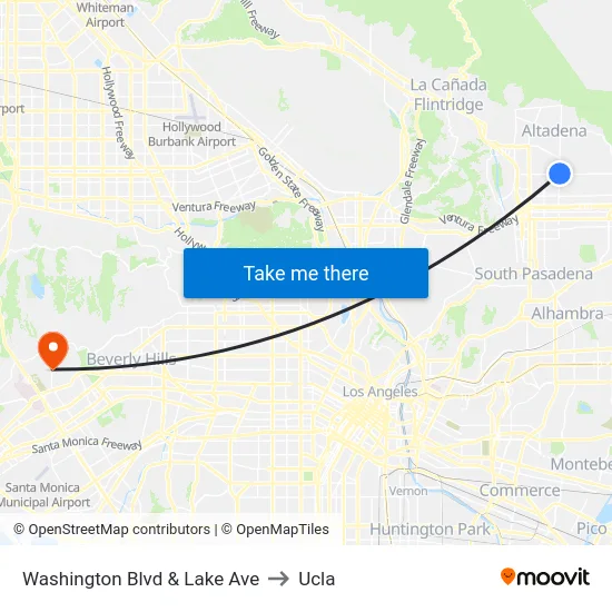 Washington Blvd & Lake Ave to Ucla map
