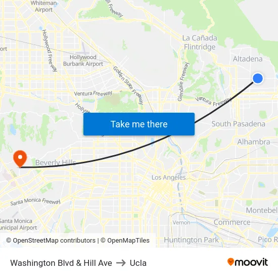 Washington Blvd & Hill Ave to Ucla map