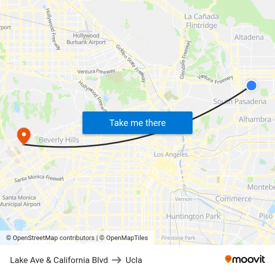 Lake Ave & California Blvd to Ucla map