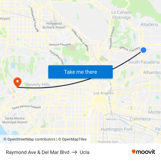 Raymond Ave & Del Mar Blvd to Ucla map