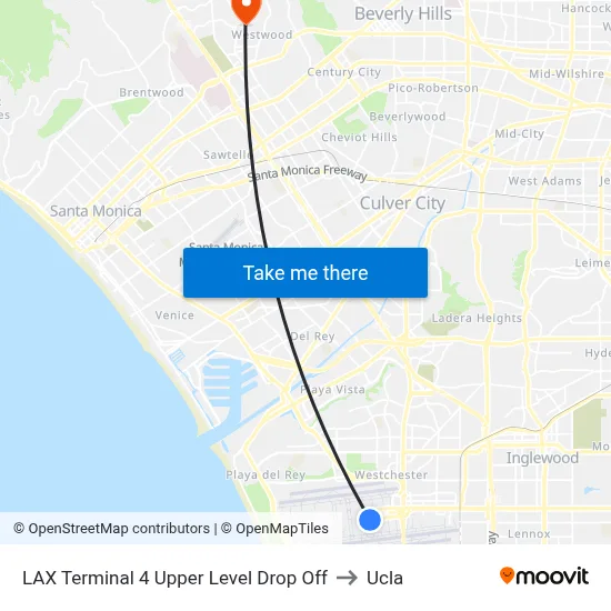 LAX Terminal 4 Upper Level Drop Off to Ucla map