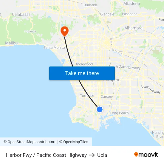 Harbor Fwy / Pacific Coast Highway to Ucla map
