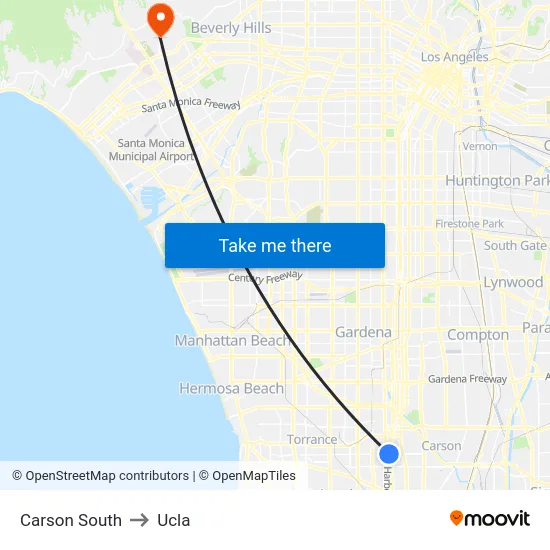 Carson South to Ucla map
