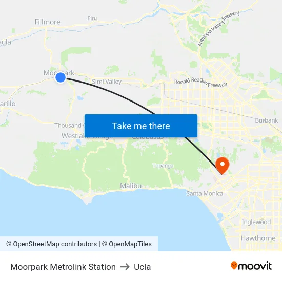 Moorpark Metrolink Station to Ucla map