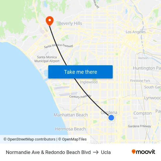 Normandie Ave & Redondo Beach Blvd to Ucla map
